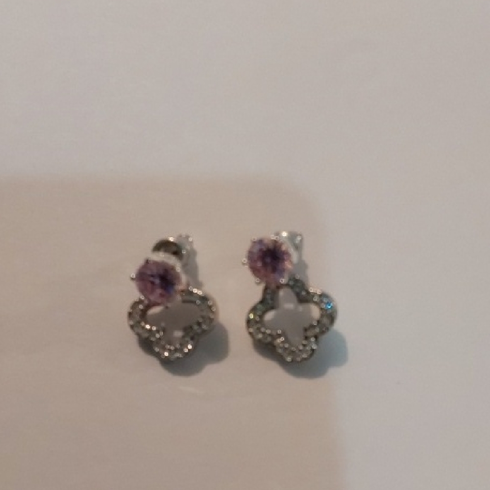 Elegant Silver and Purple Earrings - Picture 4 of 4